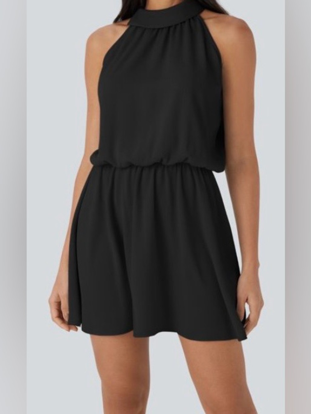 LARGE.  HALARA FLOWY RELAXED FIT HALTER DRESS